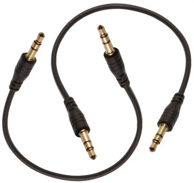 Main image of 3.5mm Male to Male Audio Cable, 195mm Length, Gold-Plated Connectors, 2-Pack, Black
