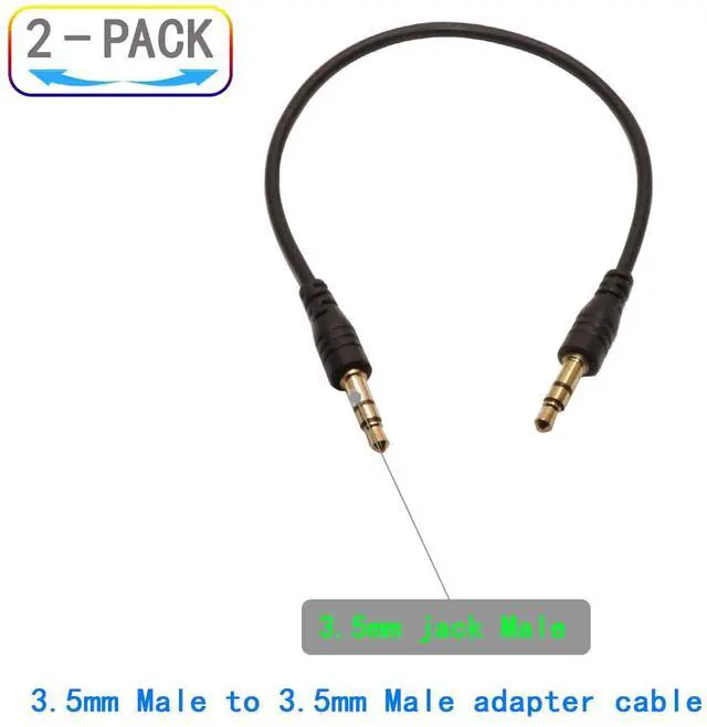 Alt view image 2 of 5 - 3.5mm Male to Male Audio Cable, 195mm Length, Gold-Plated Connectors, 2-Pack, Black