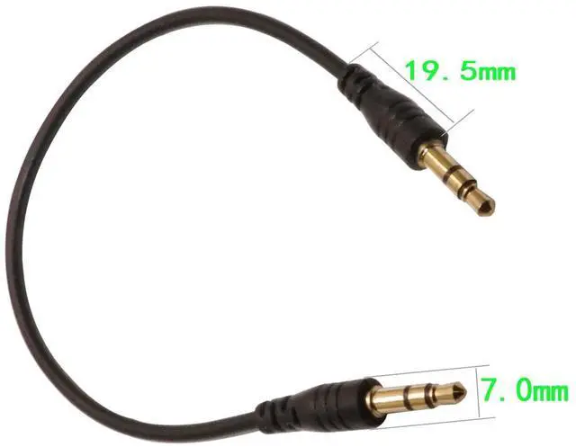 Alt view image 3 of 5 - 3.5mm Male to Male Audio Cable, 195mm Length, Gold-Plated Connectors, 2-Pack, Black