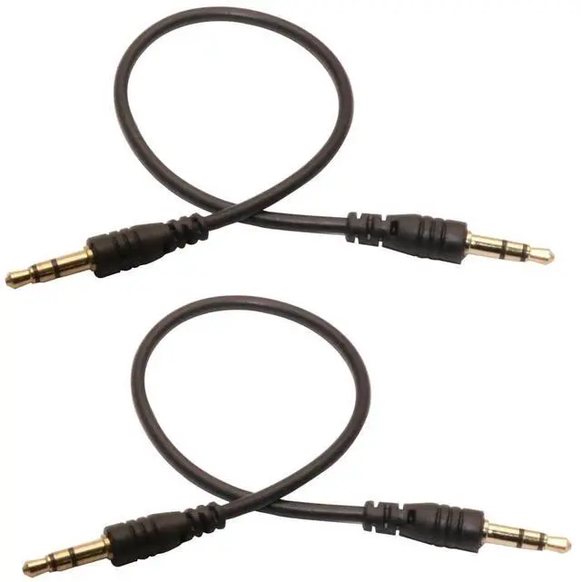 Alt view image 4 of 5 - 3.5mm Male to Male Audio Cable, 195mm Length, Gold-Plated Connectors, 2-Pack, Black