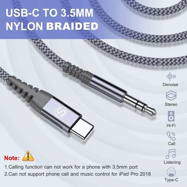 Alt view image 5 of 7 - USB Type C to 3.5mm Audio Aux Cable 4ft USB C to 3.5mm Headphone Car Stereo Speaker Aux Cable for iPhone 17 16 15 MacBook iPad Pro Air, Galaxy S26 S25 S24 S23 S22 S21 Note Flip Fold Pixel LG Moto