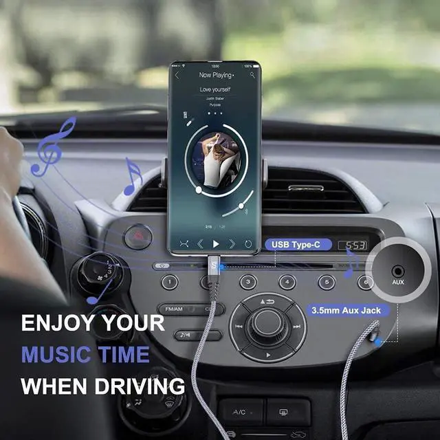 Alt view image 6 of 7 - USB Type C to 3.5mm Audio Aux Cable 4ft USB C to 3.5mm Headphone Car Stereo Speaker Aux Cable for iPhone 17 16 15 MacBook iPad Pro Air, Galaxy S26 S25 S24 S23 S22 S21 Note Flip Fold Pixel LG Moto