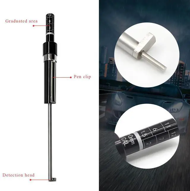 Alt view image 3 of 6 - Car Brake Pad Thickness Measure Tool, Brake Shoe Gauge Measuring Tool with Scale, Brake Pad Tester Thickness Detection Pen Scale for Internal External, Car Accessories