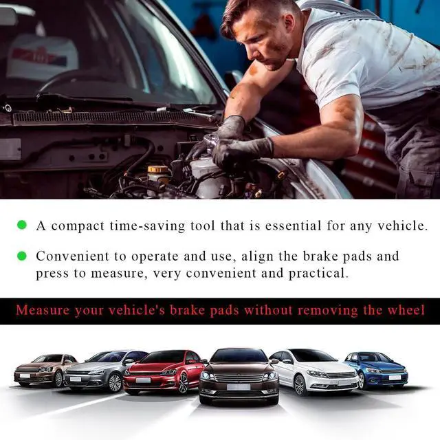 Alt view image 6 of 6 - Car Brake Pad Thickness Measure Tool, Brake Shoe Gauge Measuring Tool with Scale, Brake Pad Tester Thickness Detection Pen Scale for Internal External, Car Accessories