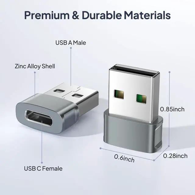 Alt view image 5 of 7 - USB to USB C Adapter 3Pack,Type C Female to A Male Car Charger USBC Car Converter for iPhone Air 17 17e 16 16e 15 14 Pro Max,iWatch 11 10,iPad 9 Mini 7,Samsung Galaxy S26 A56,Z Fold Flip 6