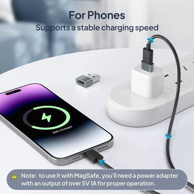 Alt view image 2 of 7 - USB to USB C Adapter 3Pack,Type C Female to A Male Car Charger USBC Car Converter for iPhone Air 17 17e 16 16e 15 14 Pro Max,iWatch 11 10,iPad 9 Mini 7,Samsung Galaxy S26 A56,Z Fold Flip 6