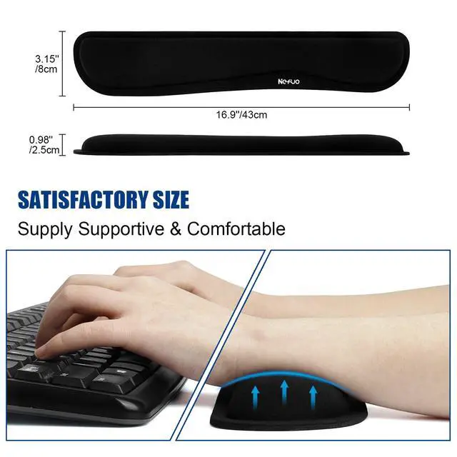Alt view image 2 of 7 - Keyboard Wrist Rest, Gel Memory Foam Keyboard Pad with Wrist Support for Easy Typing & Pain Relief, Comfortable Keyboard Rest Suit for Computer, Laptop, Office & Home (Black)