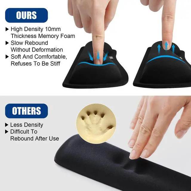 Alt view image 6 of 7 - Keyboard Wrist Rest, Gel Memory Foam Keyboard Pad with Wrist Support for Easy Typing & Pain Relief, Comfortable Keyboard Rest Suit for Computer, Laptop, Office & Home (Black)