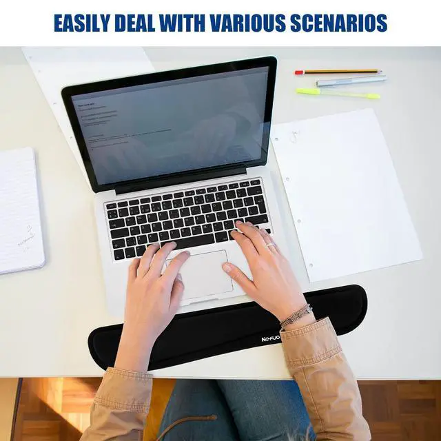 Alt view image 7 of 7 - Keyboard Wrist Rest, Gel Memory Foam Keyboard Pad with Wrist Support for Easy Typing & Pain Relief, Comfortable Keyboard Rest Suit for Computer, Laptop, Office & Home (Black)