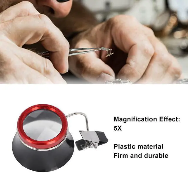 Alt view image 2 of 7 - Eye Loupe for Watchmaker Jewelers,5X Magnifying Glass Jewelry Magnifier with Clip for Watch Repair Stamps, Professional Portable Repair Tool