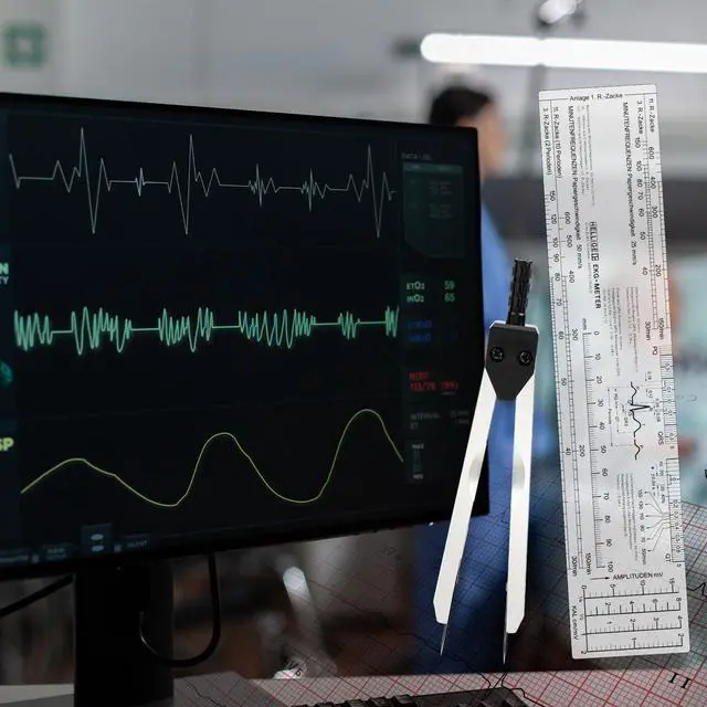 Alt view image 3 of 7 - EKG Caliper and Ruler Combination Set, Electrocardiogram Divider for Nursing, Metal ECG Caliper Electrocardiography Measuring Tool for Doctors, Nurses, Medical Student Rhythm Strip Interpretation