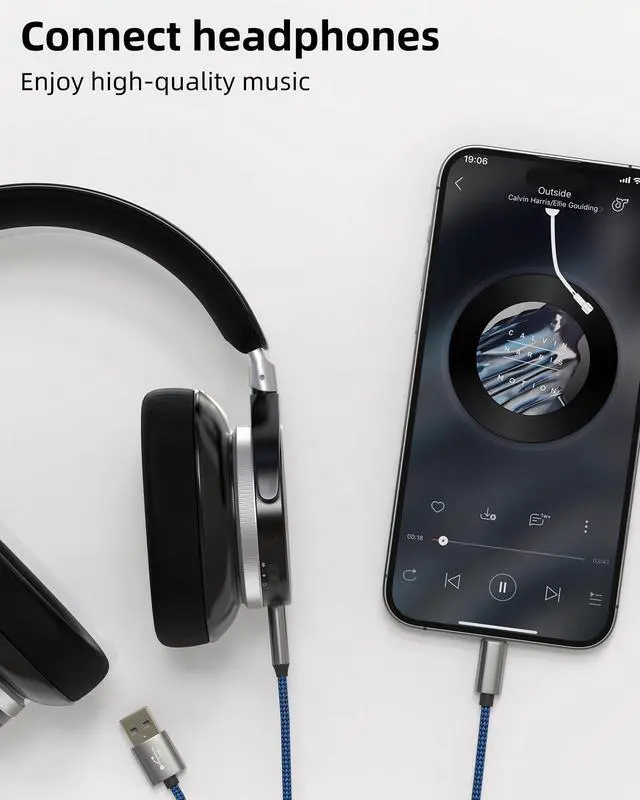 Alt view image 3 of 7 - Lightning to AUX Headphone Cable 1.2M(2in1) 3.5mm Jack USB Charging Adapter for iPhone 14 13 12 Pro Max Splitter for Apple Connector for iPad Speaker Stereo Earphone Charging Plug Car Accessories