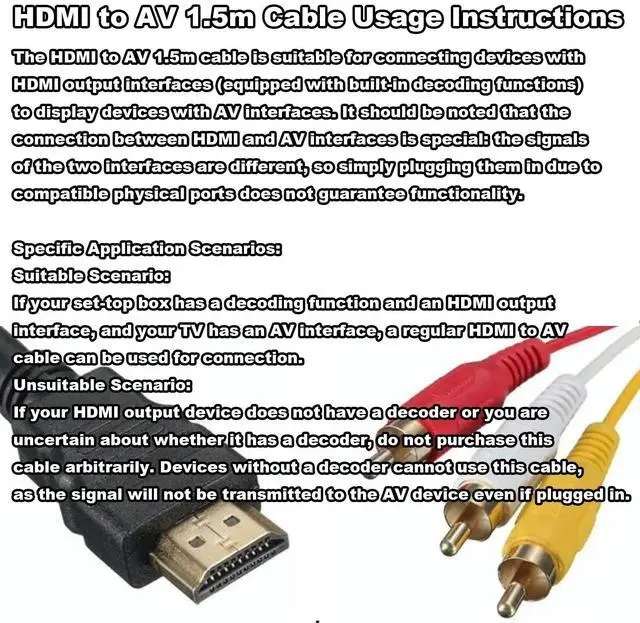 Alt view image 2 of 2 - HDMI Cable 5ft/1.5m 1080P HDMI Male to 3 Video Audio AV Cable Connector Adapter Transmitter for VCD DVD TV HDTV