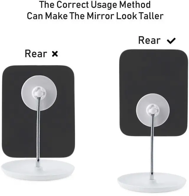 Alt view image 4 of 7 - Table Vanity Mirror with Stand - Makeup Mirror for Desk - Adjustable Flexible Gooseneck, 360°Rotation Folding Portable Bathroom Shaving Cosmetic Mirror Square
