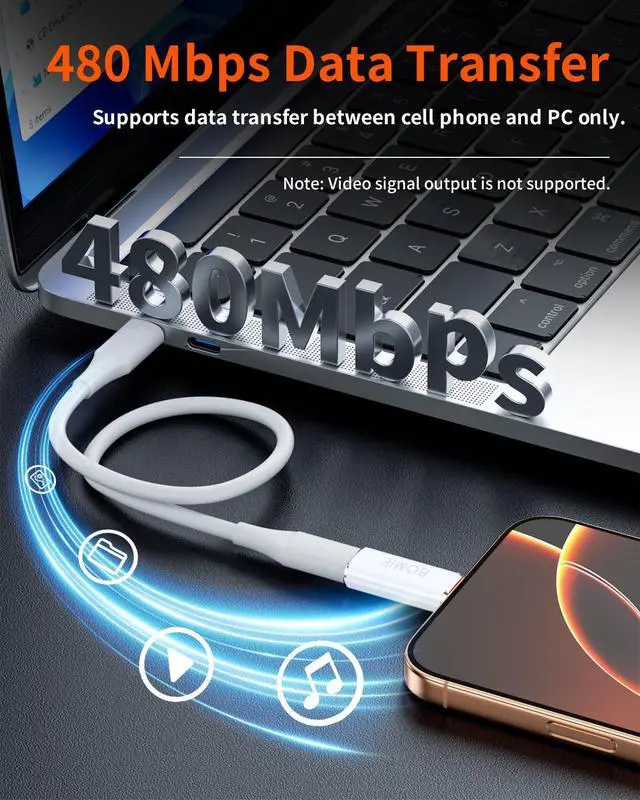 Alt view image 3 of 7 - 8-Pin to USB C Adapter 4 Pack,27W PD Fast Charging 480Mbps Data Transfer,USB Type C to 8 Pin Converter Compatible with Phone 15/16/17 Series,Pad Pro,Ga-laxy,Not for Headphones/OTG/Flash Drive/Pencil