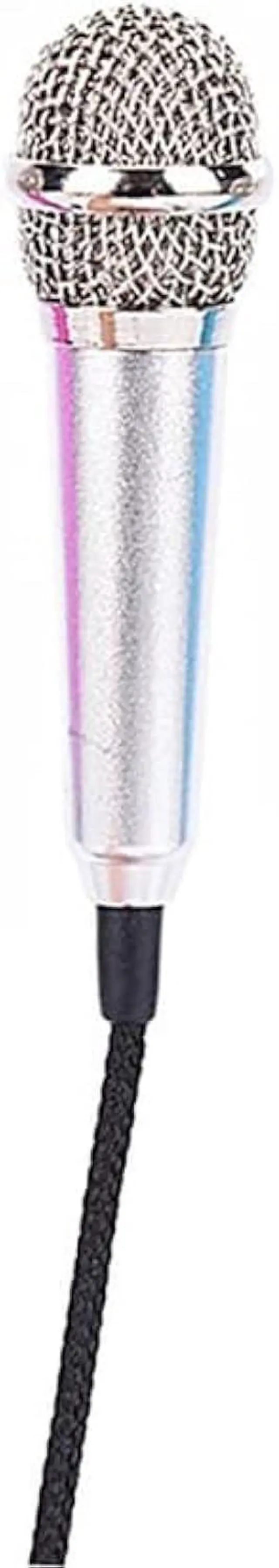 Main image of Mini Portable Vocal Instrument Microphone for Mobile Phone Laptop Notebook 3.5mm Universal Wire Connect Karaoke Metallic Mini Microphone for Cell Phone PC Silver