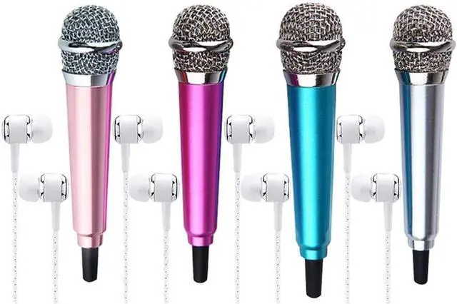 Alt view image 2 of 5 - Mini Portable Vocal Instrument Microphone for Mobile Phone Laptop Notebook 3.5mm Universal Wire Connect Karaoke Metallic Mini Microphone for Cell Phone PC Silver