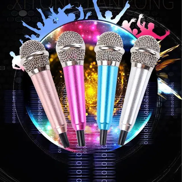 Alt view image 3 of 5 - Mini Portable Vocal Instrument Microphone for Mobile Phone Laptop Notebook 3.5mm Universal Wire Connect Karaoke Metallic Mini Microphone for Cell Phone PC Silver