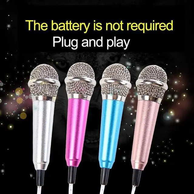 Alt view image 4 of 5 - Mini Portable Vocal Instrument Microphone for Mobile Phone Laptop Notebook 3.5mm Universal Wire Connect Karaoke Metallic Mini Microphone for Cell Phone PC Silver
