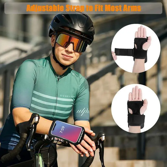 Alt view image 2 of 6 - Wristband Phone Holder for Running - Forearm Phone Armbands - Running Armband with Card Slot for iPhone Pro Max Plus 17/16/15/14/13 Pro Max Samsung Galaxy S23/S22, Cell Phone Holder up to 7" (Black)
