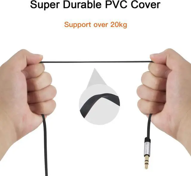 Alt view image 2 of 7 - Aux Cable, 6FT/1.8M Flat 3.5mm Auxiliary Audio Stereo Cord 90 Degree Right Angle Compatible with Car, Home Stereos, , iPod iPhone iPad, Smartphone, MP3 Player, Black