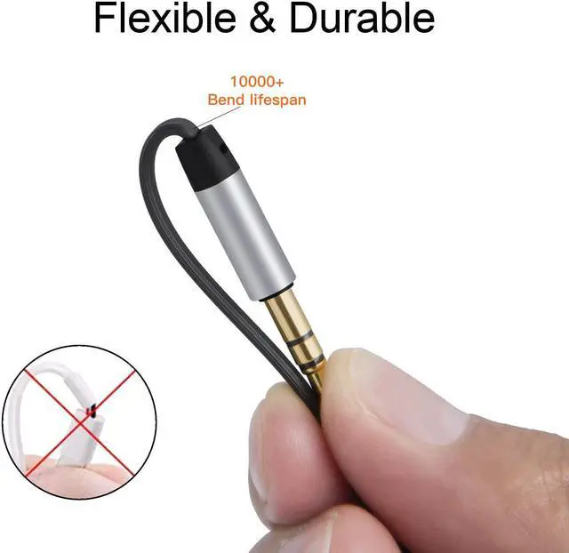 Alt view image 4 of 7 - Aux Cable, 6FT/1.8M Flat 3.5mm Auxiliary Audio Stereo Cord 90 Degree Right Angle Compatible with Car, Home Stereos, , iPod iPhone iPad, Smartphone, MP3 Player, Black