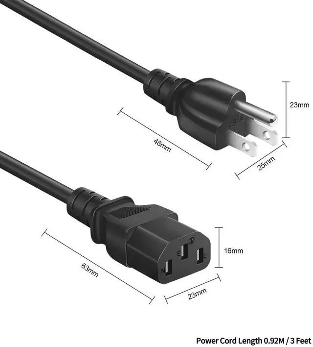 Alt view image 7 of 7 - 3 Prong AC Power Cord Cable Compatible with IPowerXL Smokeless Grill, Rice Cooker, Power Quick Pot, Soy Milk Maker, and More Kitchen Appliances (3 FT 10 Amps 125 Volts 10A 125V 18AWG)