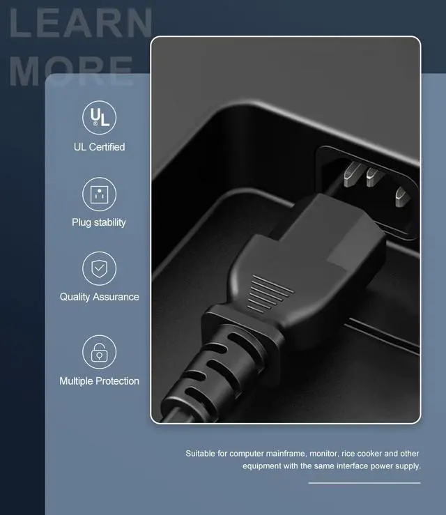 Alt view image 4 of 7 - 3 Prong AC Power Cord Cable Compatible with IPowerXL Smokeless Grill, Rice Cooker, Power Quick Pot, Soy Milk Maker, and More Kitchen Appliances (3 FT 10 Amps 125 Volts 10A 125V 18AWG)