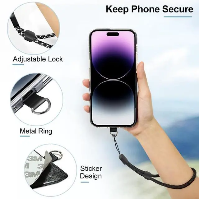 Alt view image 3 of 7 - Cell Phone Lanyard, 5 Pack Adjustable Phone Wrist Strap with 5 Pack Tether Tab fit iPhone and Most Cell Phones