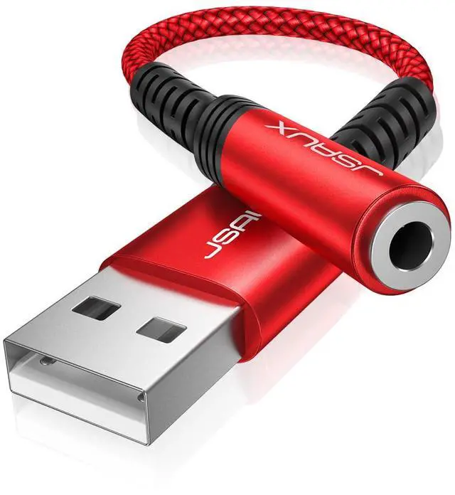 Main image of USB to 3.5mm Jack Audio AdapterUSB to Audio Jack Adapter Headset TRRS 4-Pole Female, External Stereo Sound Card for Headphone, Mac, PS4, PC, Laptop, Desktops and More -Grey/0.6FT