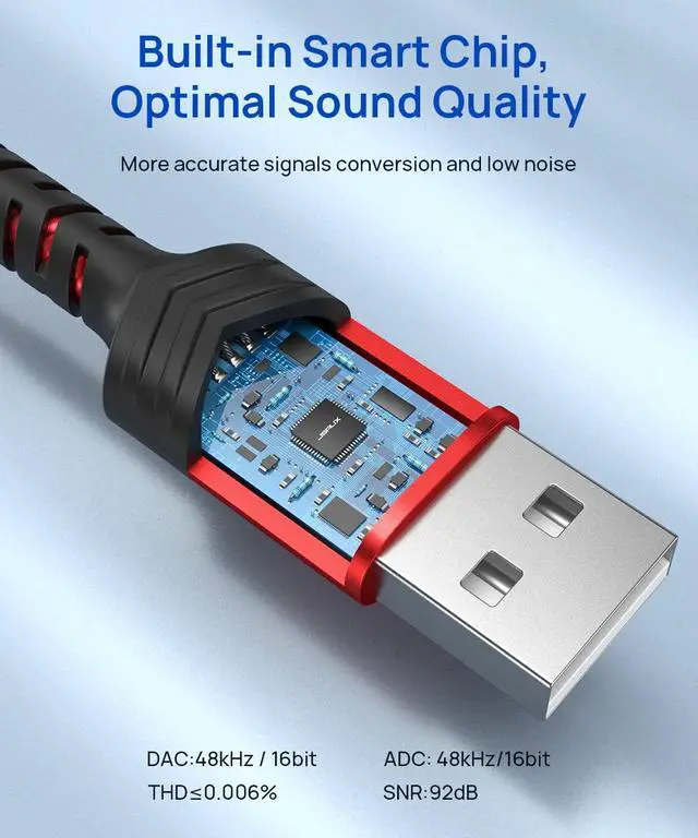 Alt view image 3 of 7 - USB to 3.5mm Jack Audio AdapterUSB to Audio Jack Adapter Headset TRRS 4-Pole Female, External Stereo Sound Card for Headphone, Mac, PS4, PC, Laptop, Desktops and More -Grey/0.6FT
