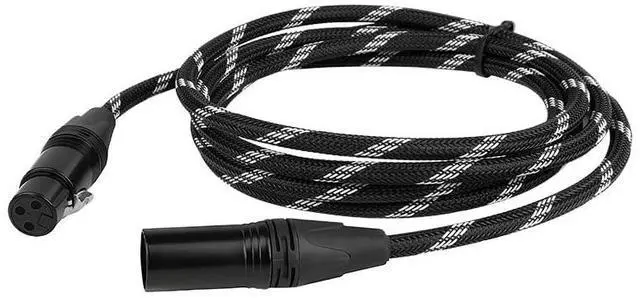 Main image of Pro XLR Cables - 1 Pack: 6ft Quad-Core Twisted Dual-Shielded Nylon-Braided Oxygen-Free Copper (OFC) 3-Pin Male-to-Female Microphone Cables