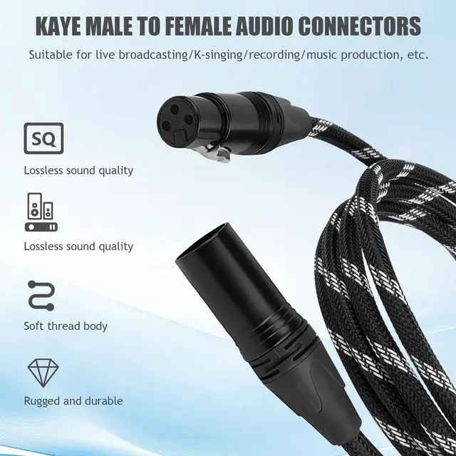 Alt view image 3 of 7 - Pro XLR Cables - 1 Pack: 6ft Quad-Core Twisted Dual-Shielded Nylon-Braided Oxygen-Free Copper (OFC) 3-Pin Male-to-Female Microphone Cables