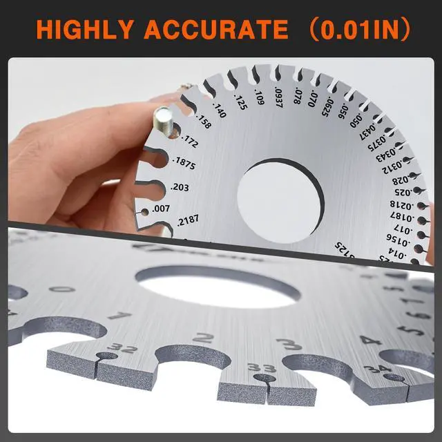Alt view image 3 of 7 - Wire Gauge Measuring Tool (2 Pcs) - Round Dual Sided Metal Sheet Gage & Metal Sheet Thickness Gauge, Stainless Sheet Wire Size Chart & Welding Measurement Tool
