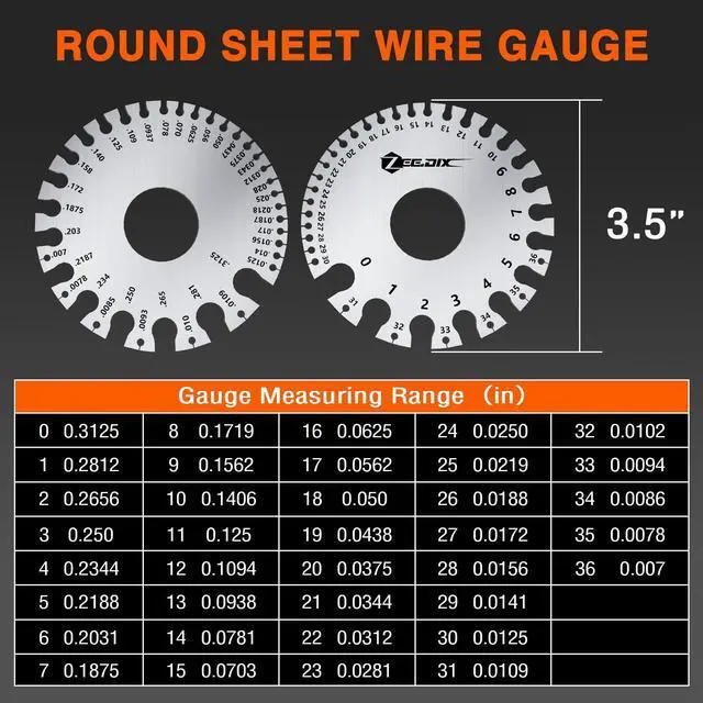 Alt view image 6 of 7 - Wire Gauge Measuring Tool (2 Pcs) - Round Dual Sided Metal Sheet Gage & Metal Sheet Thickness Gauge, Stainless Sheet Wire Size Chart & Welding Measurement Tool