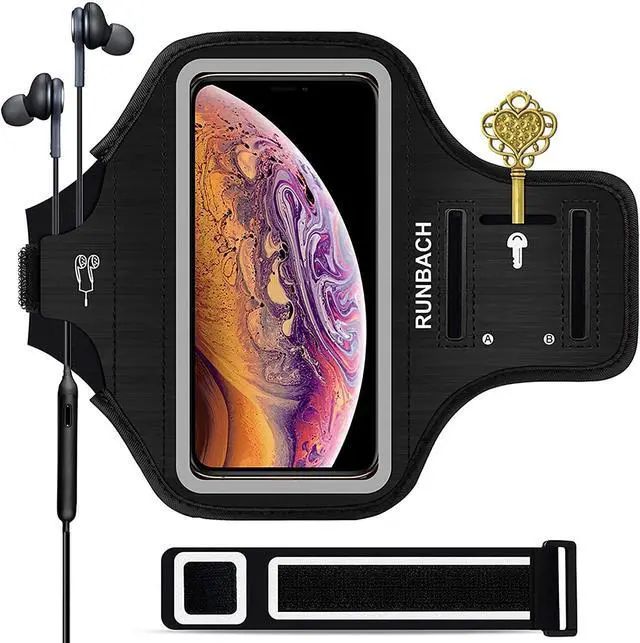 Main image of Armband for iPhone 17/17 Pro/16/16 Pro/15/15 Pro/14/14 Pro/13/13 Pro/12/12 Pro/11/XR,Sweatproof Running Exercise Bag with Card Slot for iPhone 16,15,14,13,12,11,iPhone XR(Black)