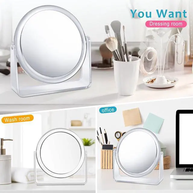 Alt view image 5 of 6 - 15X Vanity Mirror Makeup Mirror,1X/15X Magnification Double Sided Magnifying Mirror,360 Degree Swivel Desk Mirror,Portable Table Counter top Mirror for Bathroom Shaving Mirror,Gift for Women