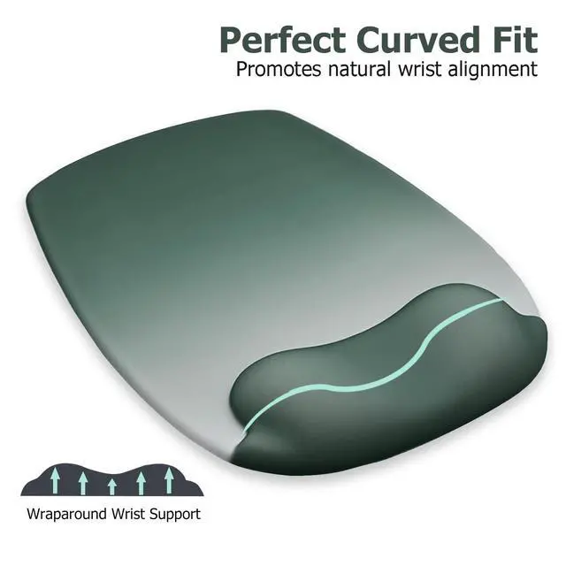 Alt view image 4 of 7 - Ergonomic Mouse Pad with Wrist Rest, Gel Mousepad with Wrist Support, Premium Lycra Fabric, Non-Slip PU Base, Ideal for Laptop & Desktop, Home & Office & Gaming, Desk Accessories, Sage Green