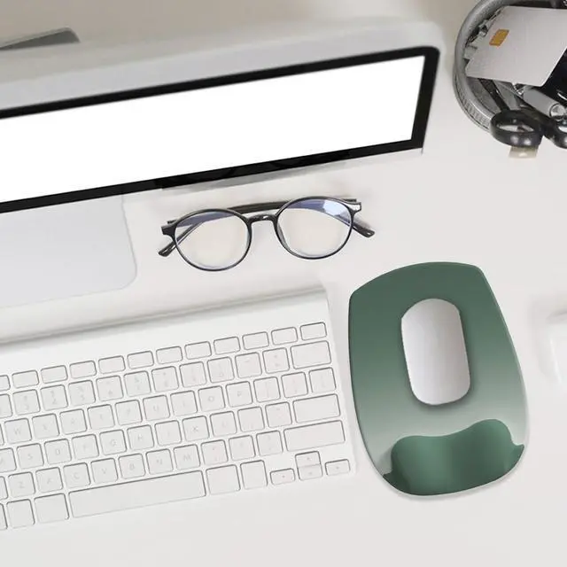 Alt view image 7 of 7 - Ergonomic Mouse Pad with Wrist Rest, Gel Mousepad with Wrist Support, Premium Lycra Fabric, Non-Slip PU Base, Ideal for Laptop & Desktop, Home & Office & Gaming, Desk Accessories, Sage Green