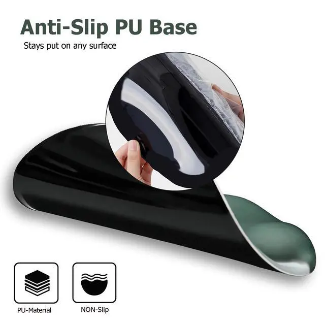 Alt view image 5 of 7 - Ergonomic Mouse Pad with Wrist Rest, Gel Mousepad with Wrist Support, Premium Lycra Fabric, Non-Slip PU Base, Ideal for Laptop & Desktop, Home & Office & Gaming, Desk Accessories, Sage Green