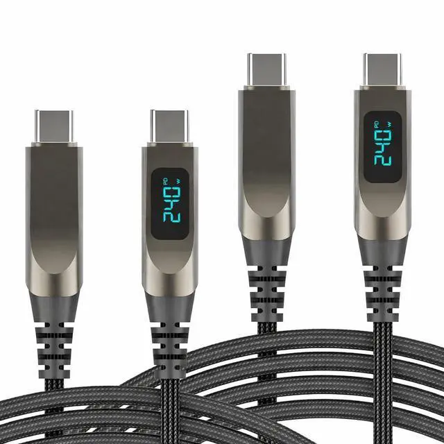Main image of 240W USB C to USB C Cable with LED Display, 6.6FT PD 3.1 Fast Charging Braided Cable for iPhone 15/16, MacBook, iPad