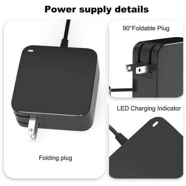 Alt view image 2 of 7 - Laptop Charger for Lenovo Ideapad 1 3 5, Slim 3 5 7, S340 S145 330 320 310, Flex 5 4 14 15, V14 V15 V17, Upgraded Version, Foldable Plug, Charging Light, 65W 45W