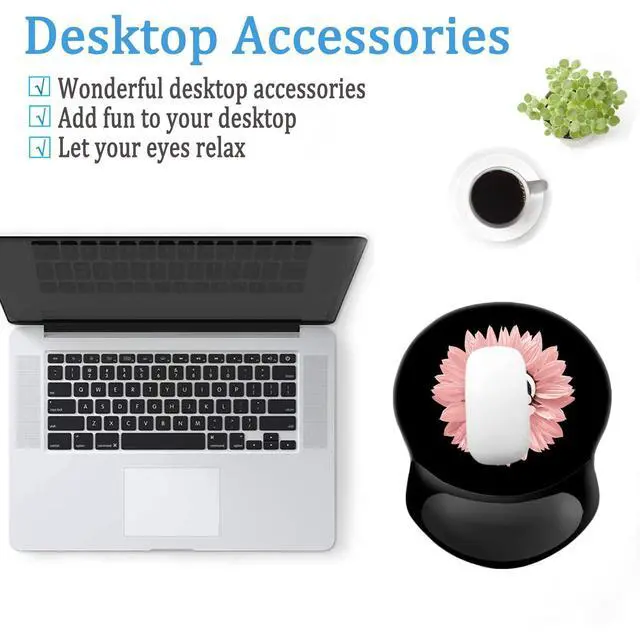 Alt view image 6 of 6 - Ergonomic Mouse Pad with Wrist Support, Pain Relief Comfort Wrist Rest Pad with Non-Slip PU Base for Gaming, Home, Office & Travel (Dog Paw Print Pink Flowers)