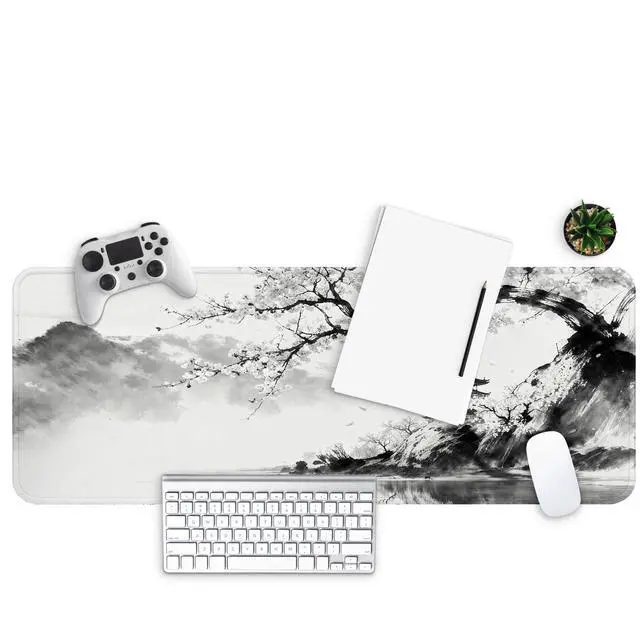 Alt view image 2 of 7 - Gaming Mouse pad, Large Laptop Mousepad, Full Keyboard Mat, Long Computer Mouse Mat for Home and Office, Anti-Slip Rubber Base, 31.5 x 11.8 Inches (Japanese Cherry Blossom)