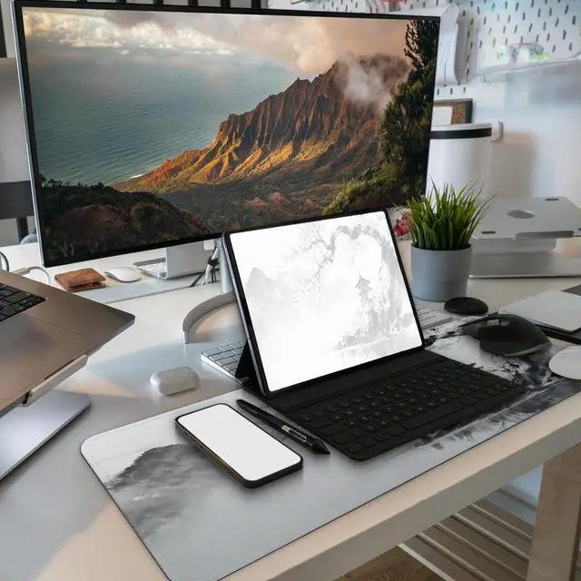 Alt view image 6 of 7 - Gaming Mouse pad, Large Laptop Mousepad, Full Keyboard Mat, Long Computer Mouse Mat for Home and Office, Anti-Slip Rubber Base, 31.5 x 11.8 Inches (Japanese Cherry Blossom)