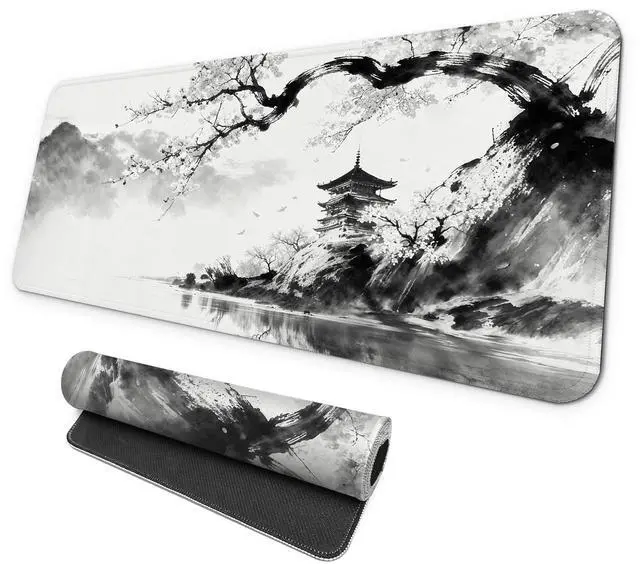 Main image of Gaming Mouse pad, Large Laptop Mousepad, Full Keyboard Mat, Long Computer Mouse Mat for Home and Office, Anti-Slip Rubber Base, 31.5 x 11.8 Inches (Japanese Cherry Blossom)
