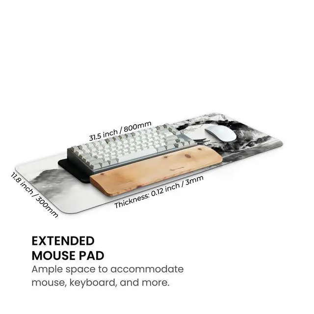 Alt view image 3 of 7 - Gaming Mouse pad, Large Laptop Mousepad, Full Keyboard Mat, Long Computer Mouse Mat for Home and Office, Anti-Slip Rubber Base, 31.5 x 11.8 Inches (Japanese Cherry Blossom)