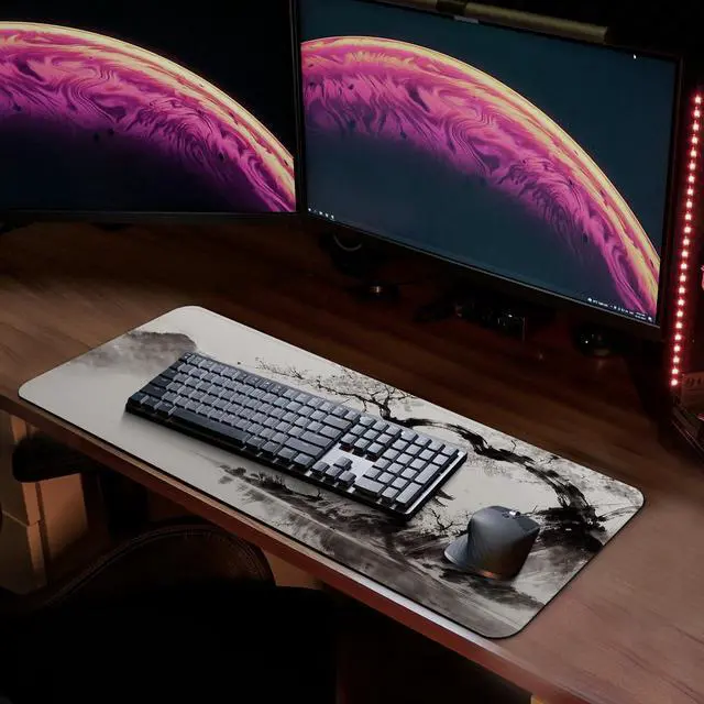 Alt view image 7 of 7 - Gaming Mouse pad, Large Laptop Mousepad, Full Keyboard Mat, Long Computer Mouse Mat for Home and Office, Anti-Slip Rubber Base, 31.5 x 11.8 Inches (Japanese Cherry Blossom)