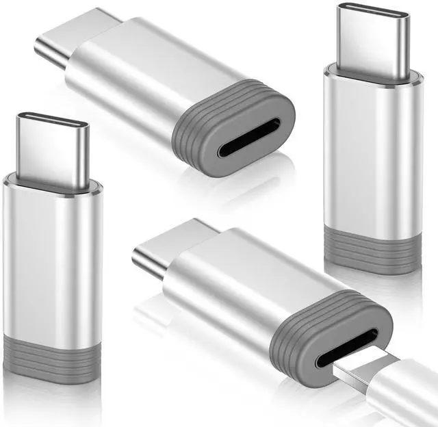 Main image of 4 Pack Lightning to USB C Adapter for iPhone 15/16/17 Pro/17 Pro Max,for iPhone 17/16 Charger,17/16 Accessories,Fast Charging & Data Transfer,USB C Charger Connector Cable,Not for OTG-Silver