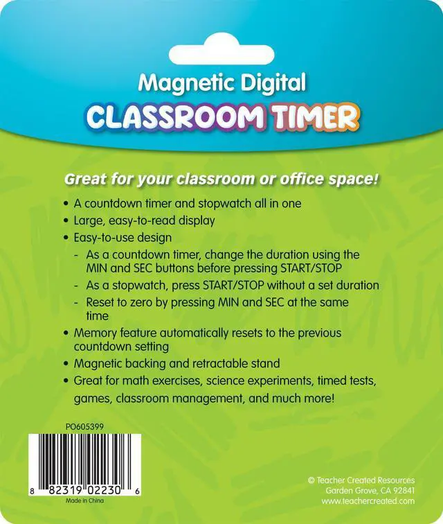 Alt view image 5 of 6 - Black Magnetic Digital Classroom Timer (TCR21041)